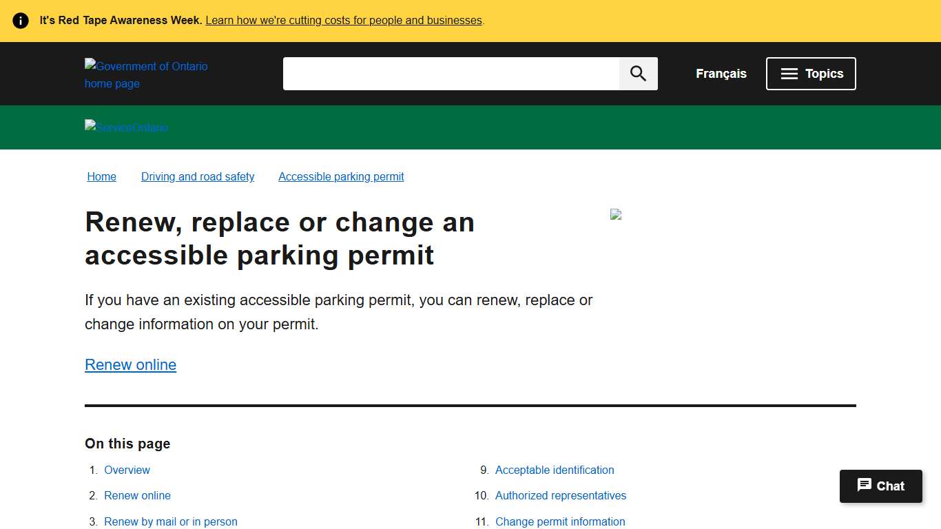 Renew, replace or change an accessible parking permit ontario.ca